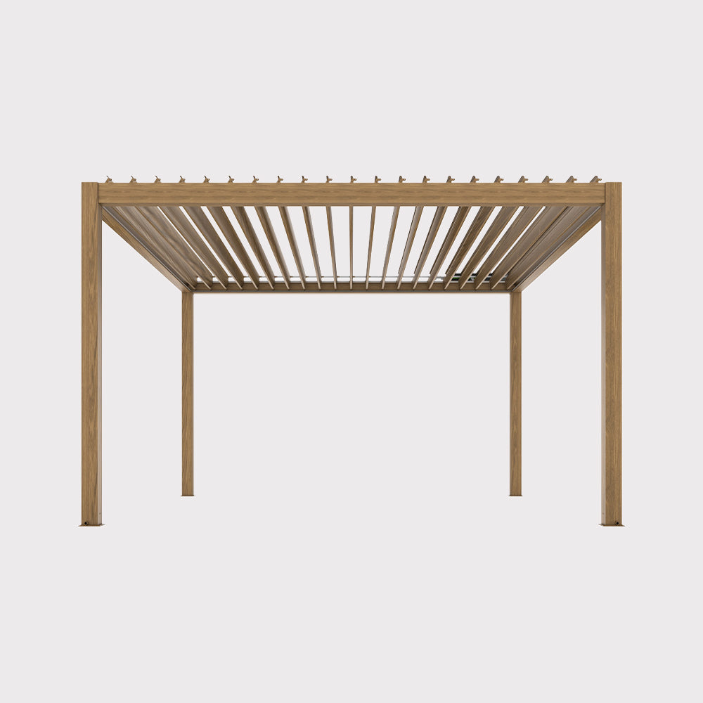 Pergola ogrodowa Luxe 3x4 m elektryczna w kolorze drewna