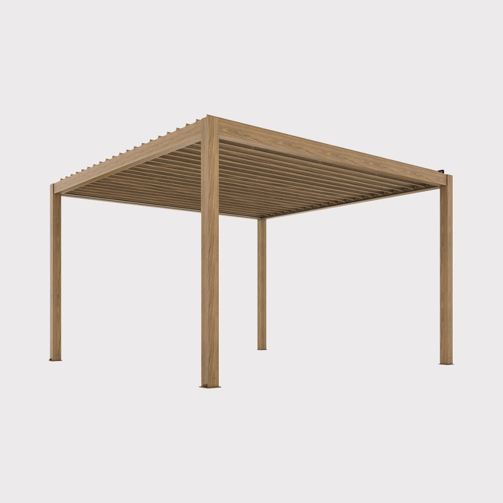 Pergola ogrodowa Luxe 3x4 m elektryczna w kolorze drewna